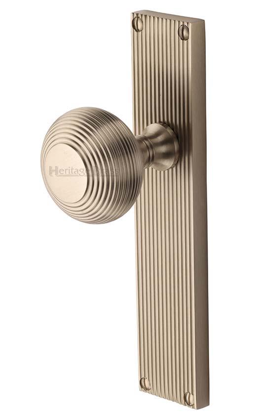Satin Nickel Beehive Mortice Knob on Latch Plate V9510-SN
