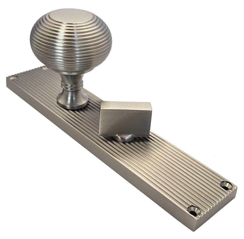 Satin Nickel Beehive Mortice Knob on Bathroom Plate V9530-SN