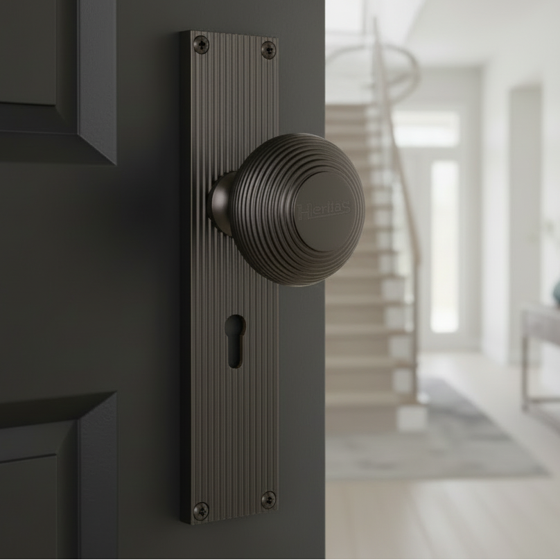 Matt Bronze Beehive Mortice Knob on Lock Plate V9500-MB