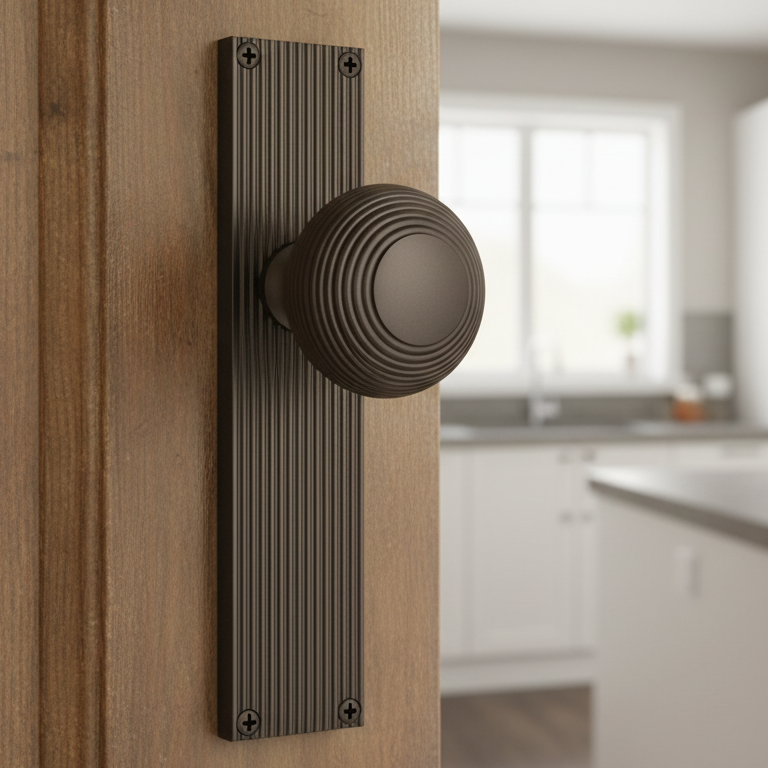 Matt Bronze Beehive Mortice Knob on Latch Plate V9510-MB