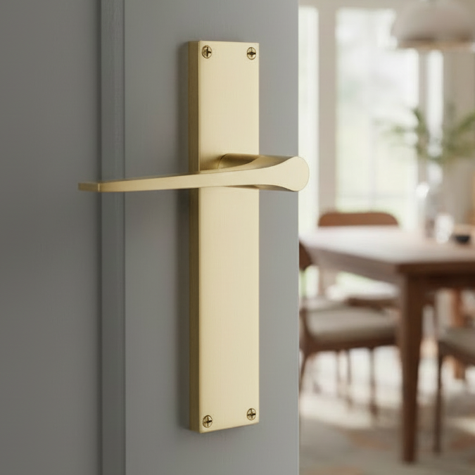 Gio Satin Brass Latch Door Handles VT8110-SB