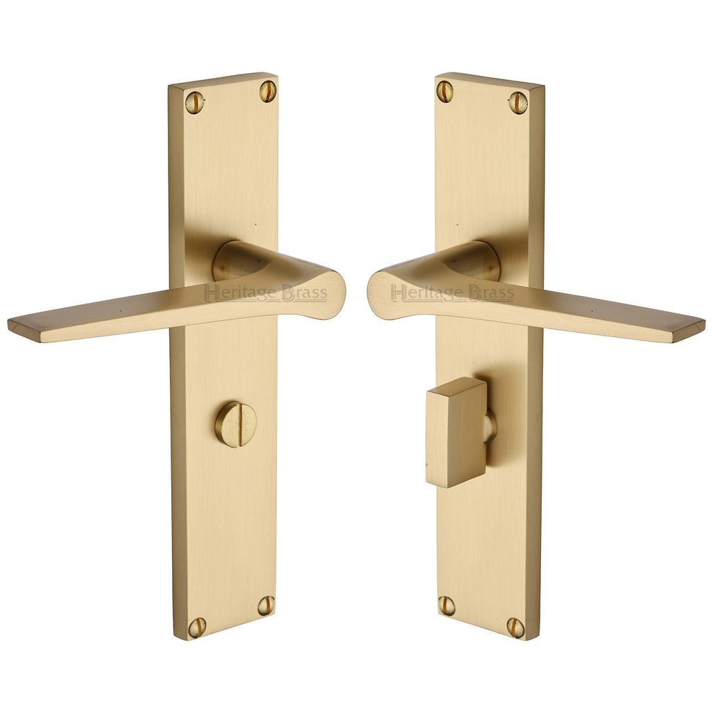 Gio Satin Brass Bathroom Door Handles VT8130-SB