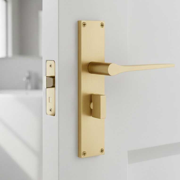 Gio Satin Brass Bathroom Door Handles VT8130-SB
