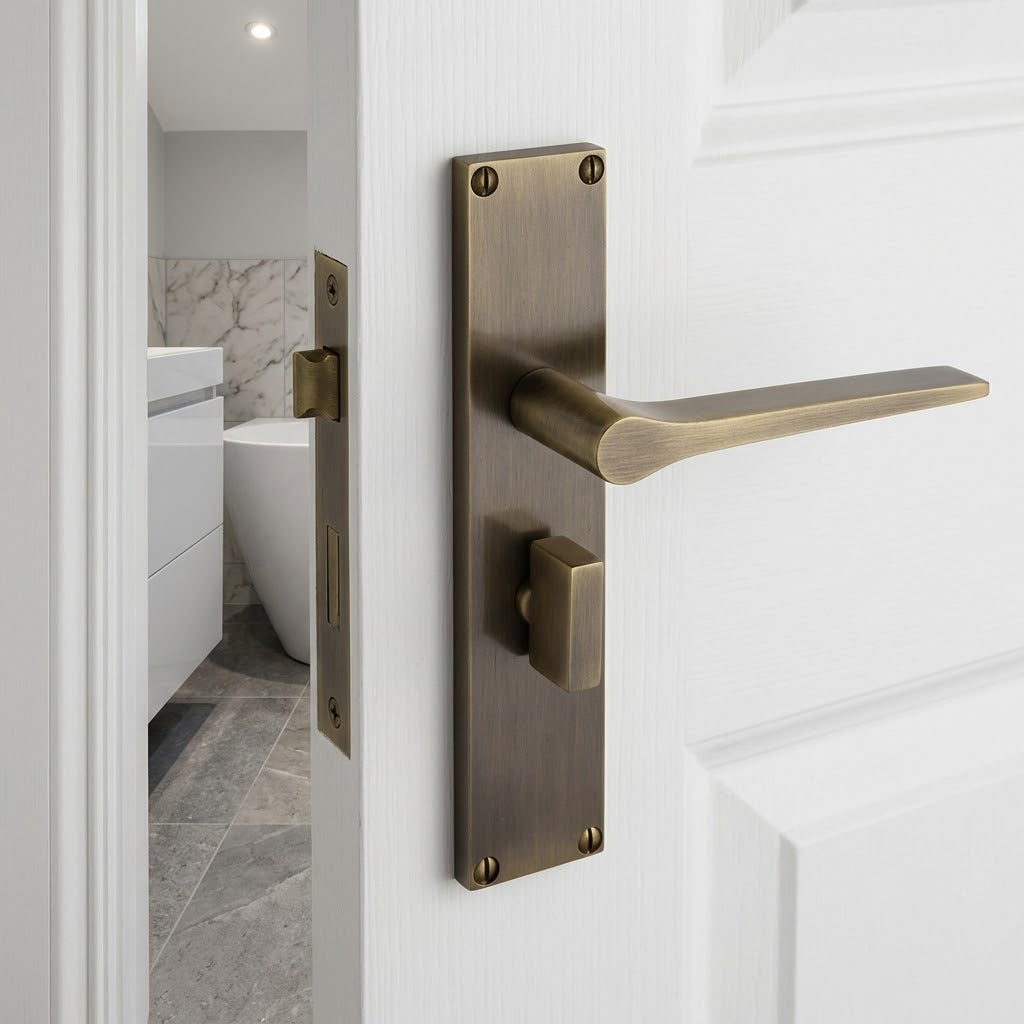 Gio Antique Brass Bathroom Door Handles VT8130-AT