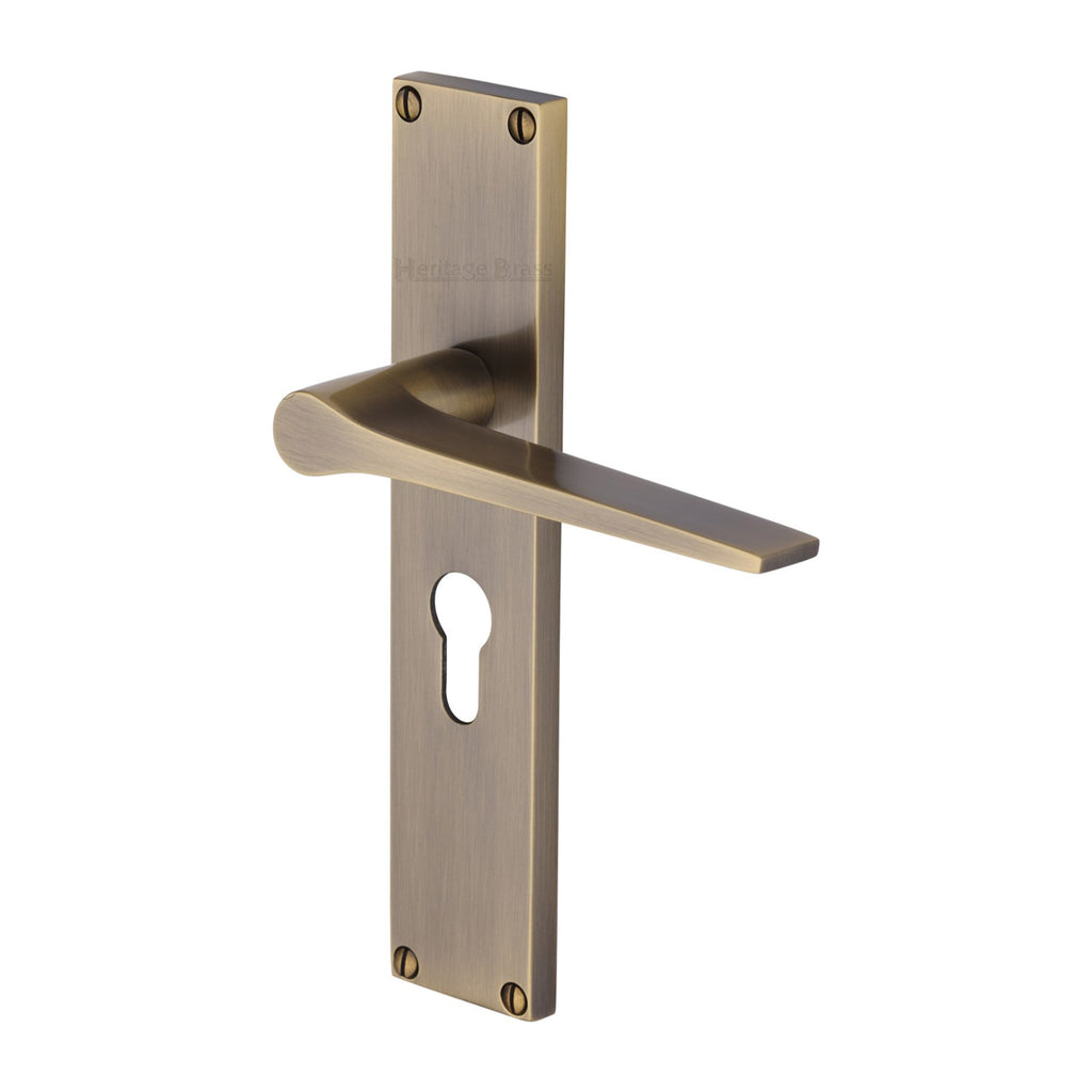 Gio Antique Brass Euro Profile Door Handles VT8148-AT