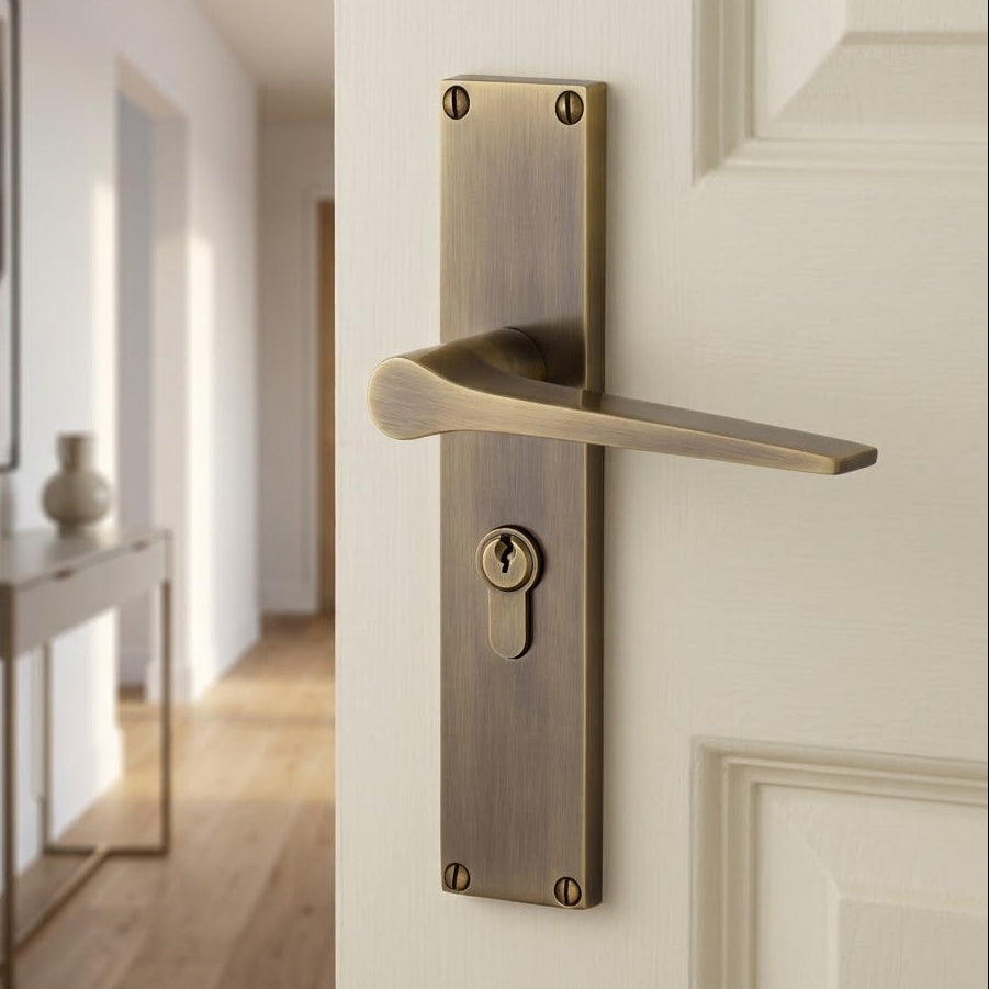 Gio Antique Brass Euro Profile Door Handles VT8148-AT