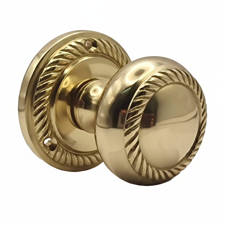 Georgian Polished Brass Mortice Door Knobs SB2119PB