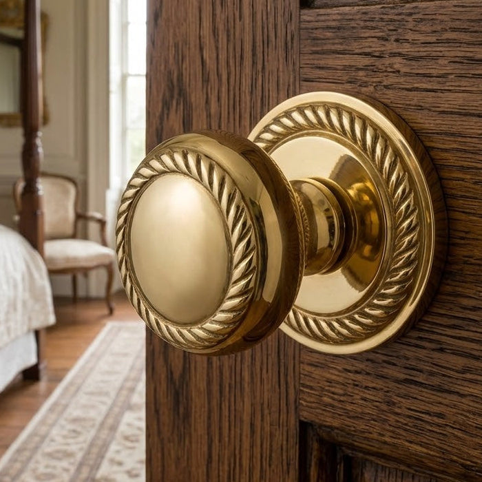 Georgian Polished Brass Mortice Door Knobs SB2119PB