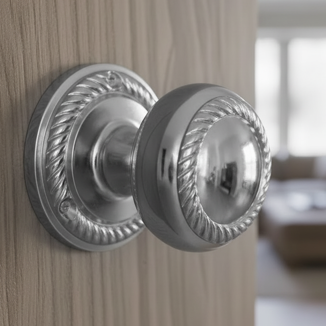 Georgian Polished Chrome Mortice Door Knobs SB2119PC