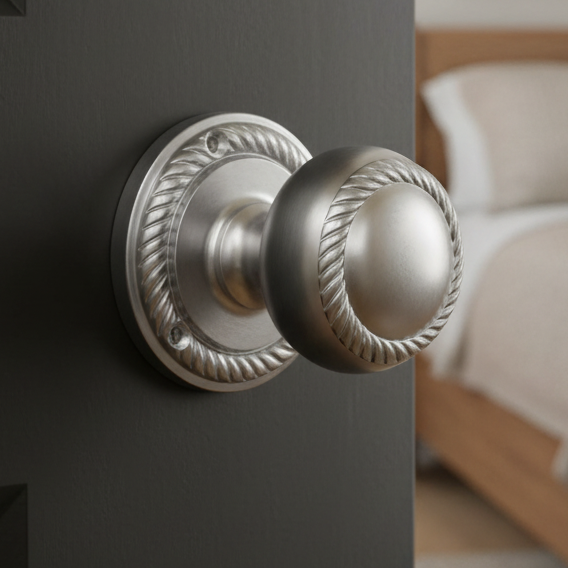 Georgian Satin Chrome Mortice Door Knobs SB2119SC