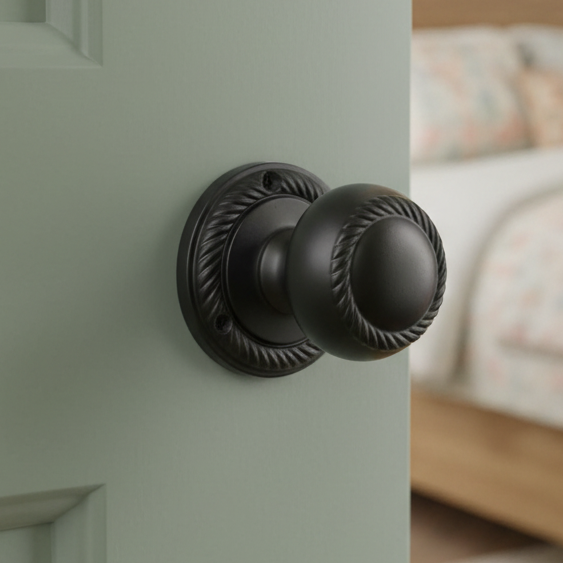 Georgian Matt Black Mortice Door Knobs SB2119BLK