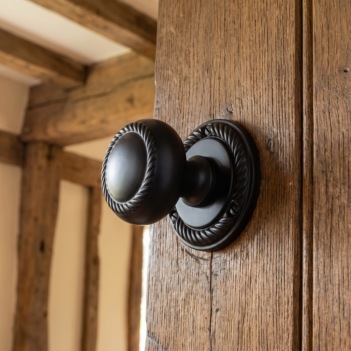 Georgian Matt Black Mortice Door Knobs SB2119BLK