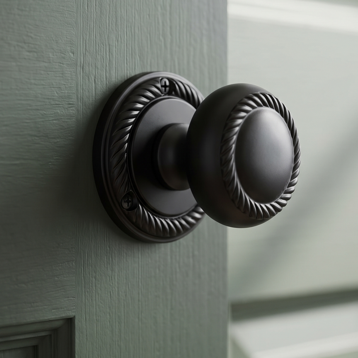 Georgian Matt Black Mortice Door Knobs SB2119BLK
