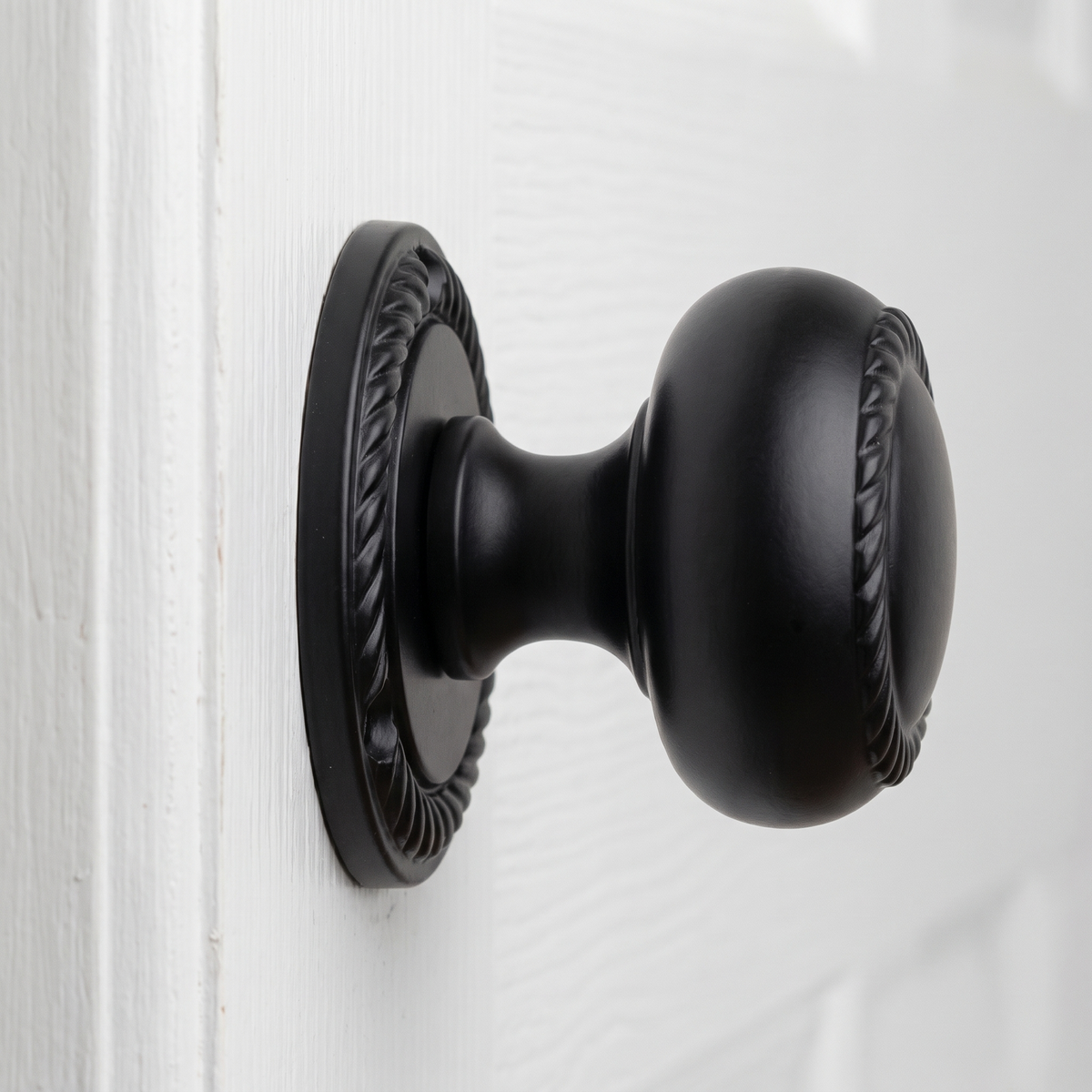 Georgian Matt Black Mortice Door Knobs SB2119BLK