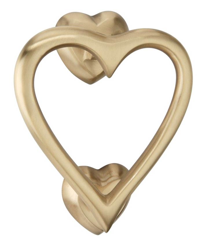 Heart Door Knocker Satin Brass 135mm SB4110SB
