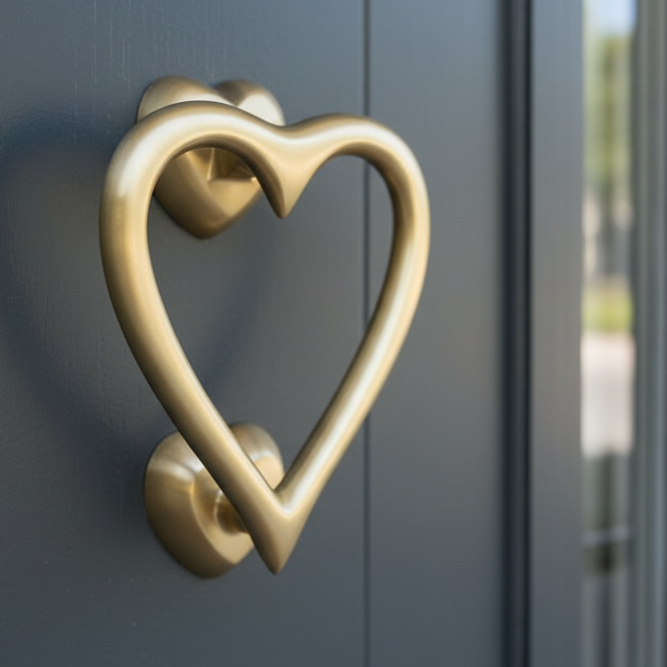 Heart Door Knocker Satin Brass 135mm SB4110SB