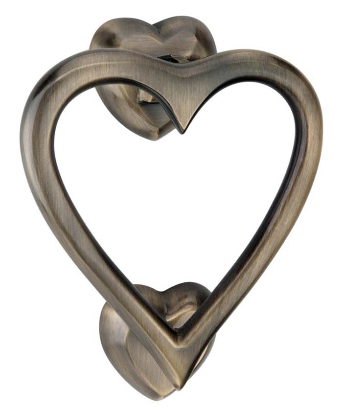 Heart Door Knocker Antique Brass 135mm SB4110ANT