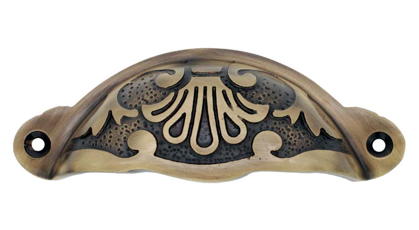 Antique Brass Floral Drawer Pull 100mm
