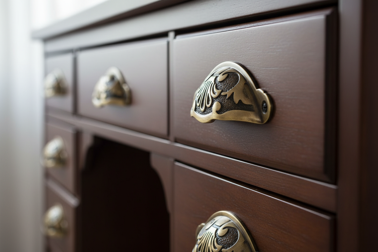 Antique Brass Floral Drawer Pull 100mm