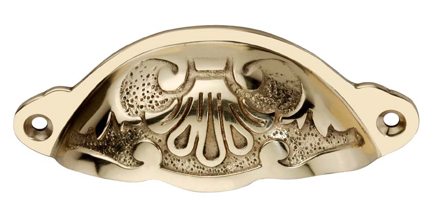 Polished Brass Floral Drawer Pull 100mm