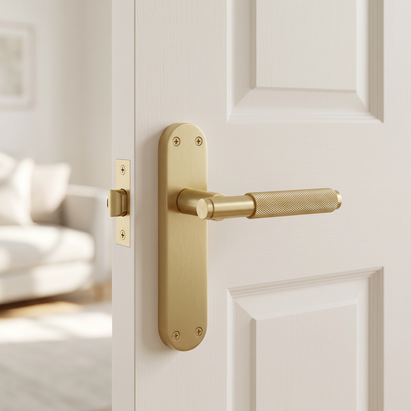 Connaught Satin Brass Knurled Latch Door Handles
