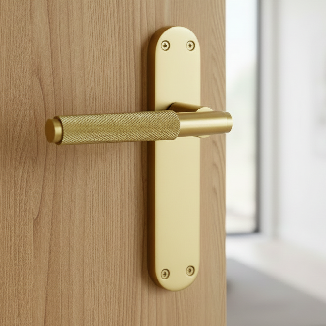 Connaught Satin Brass Knurled Latch Door Handles