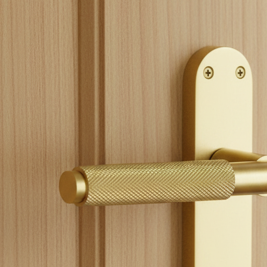 Connaught Satin Brass Knurled Latch Door Handles