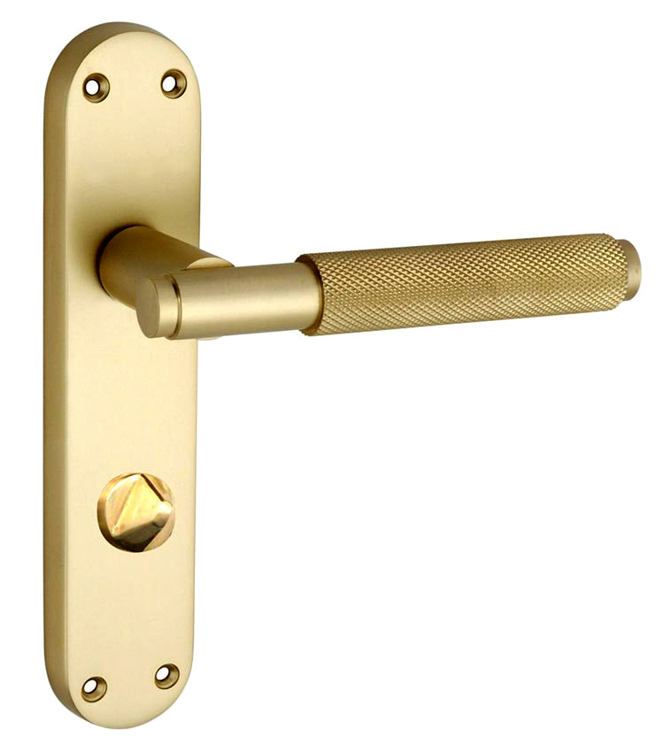 Connaught Satin Brass Knurled Bathroom Door Handles