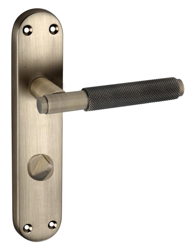 Connaught Antique Brass Knurled Bathroom Door Handles