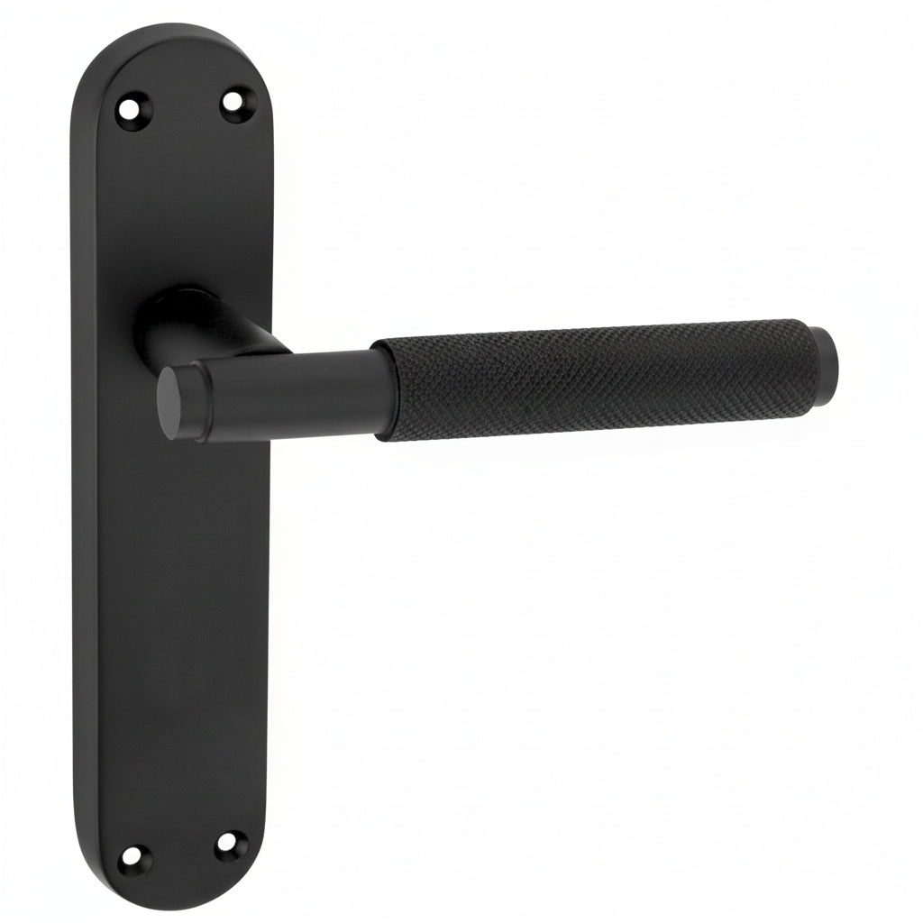 Connaught Matt Black Knurled Latch Door Handles