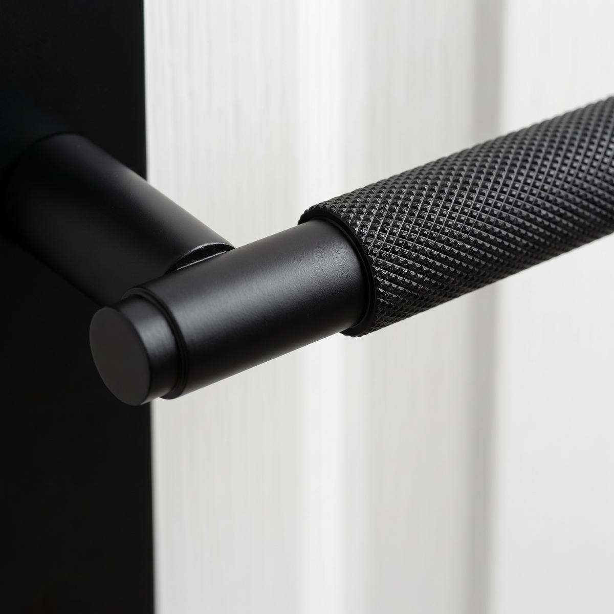 Connaught Matt Black Knurled Latch Door Handles