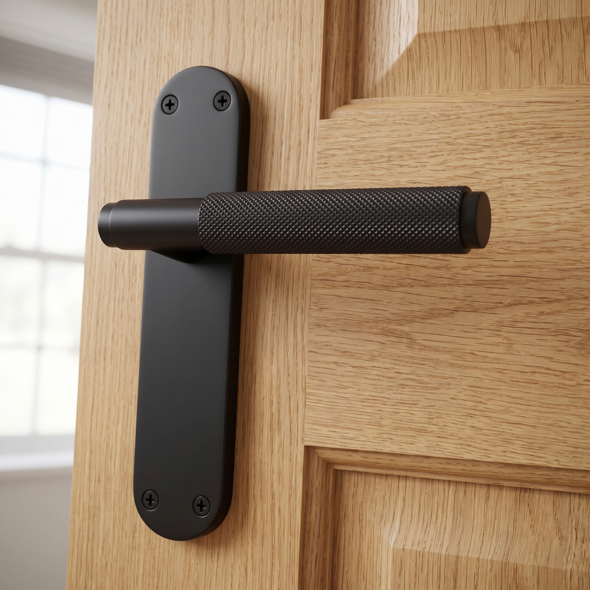 Connaught Matt Black Knurled Latch Door Handles