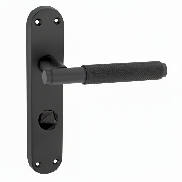 Connaught Matt Black Knurled Bathroom Door Handles