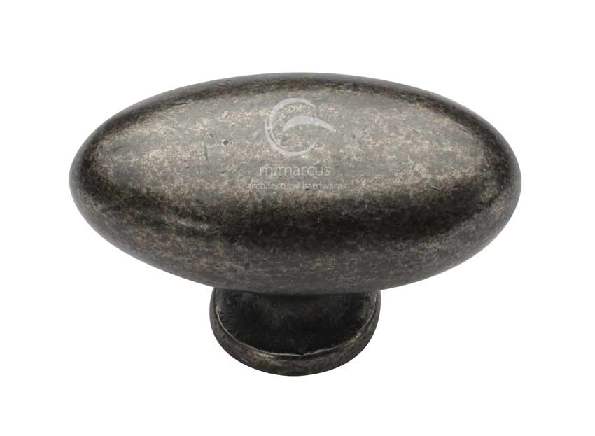 Rustic Pewter Oval Cabinet Knob