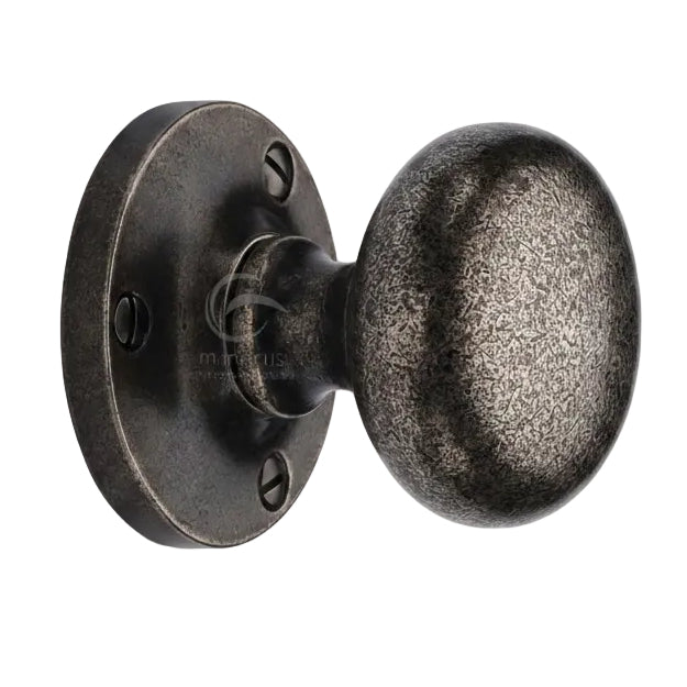 Rustic Pewter Alveley Round Mortice Door Knobs 55mm