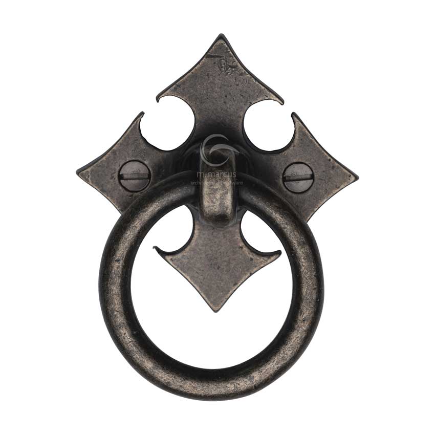 Rustic Pewter Fleur de Lys Cabinet Ring Pull