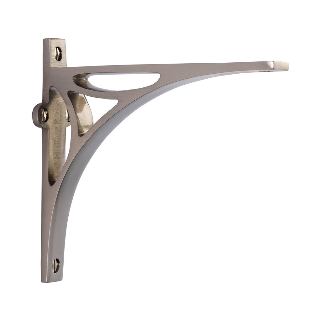 Satin NIckel Bridge Heavy Shelf Brackets 6x5in