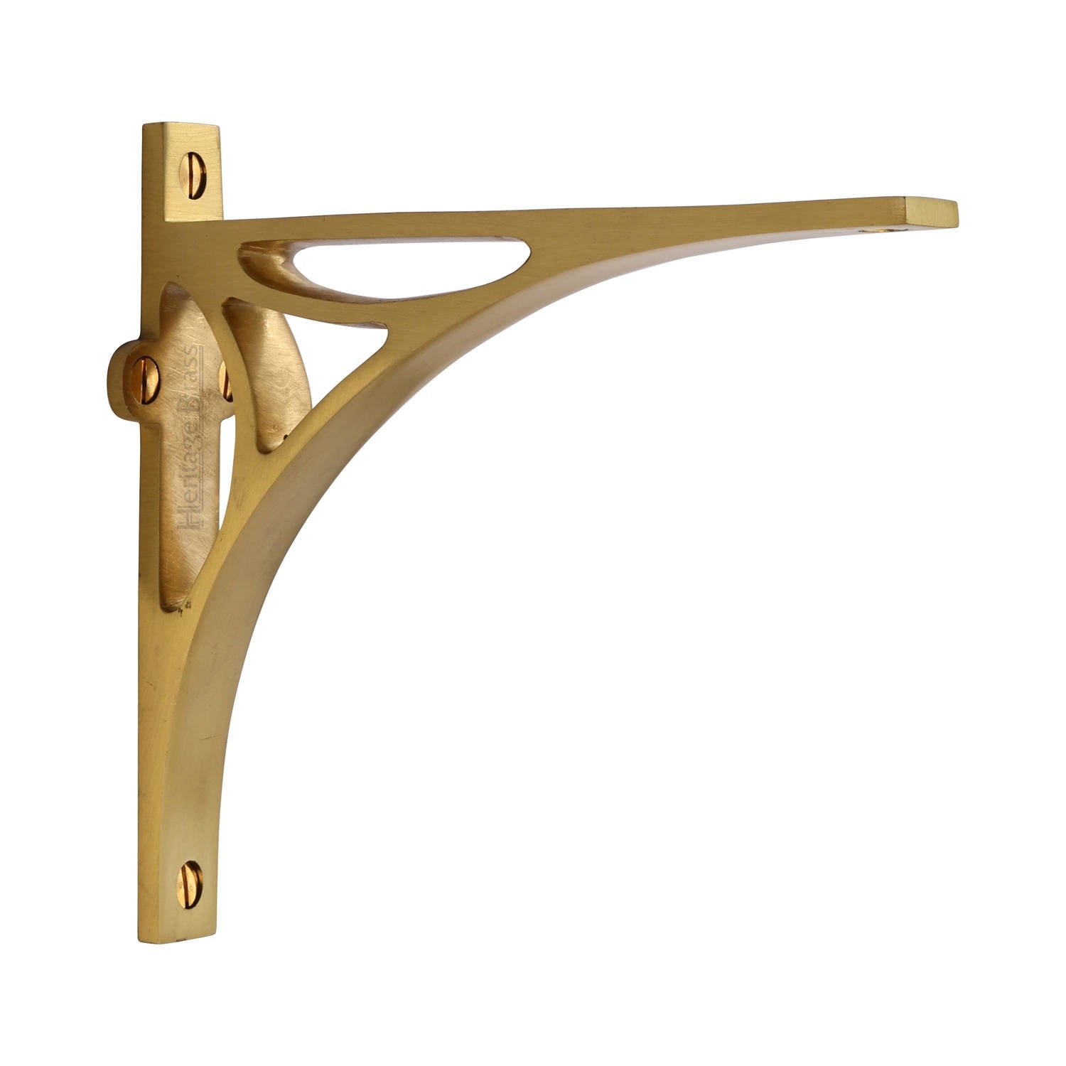 Satin Brass Bridge Heavy Shelf Brackets 6x5in