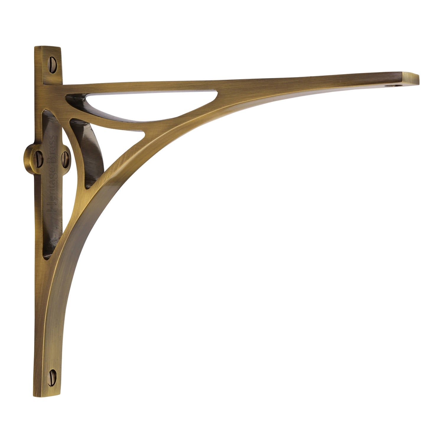 Antique Brass Bridge Heavy Shelf Brackets 8x6.5in