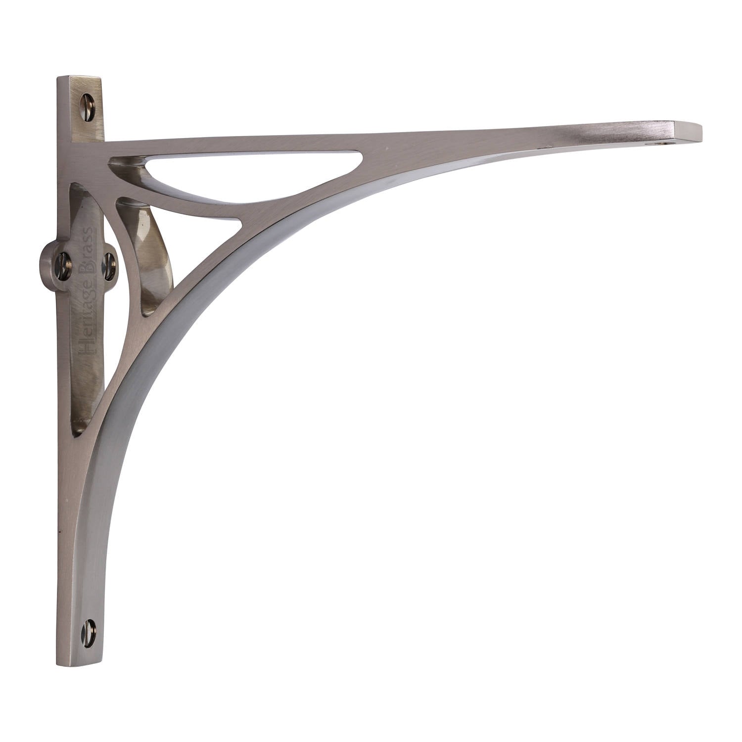 Satin Nickel Bridge Heavy Shelf Brackets 8x6.5in