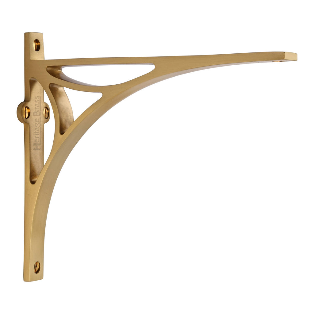 Satin Brass Bridge Heavy Shelf Brackets 8x6.5in
