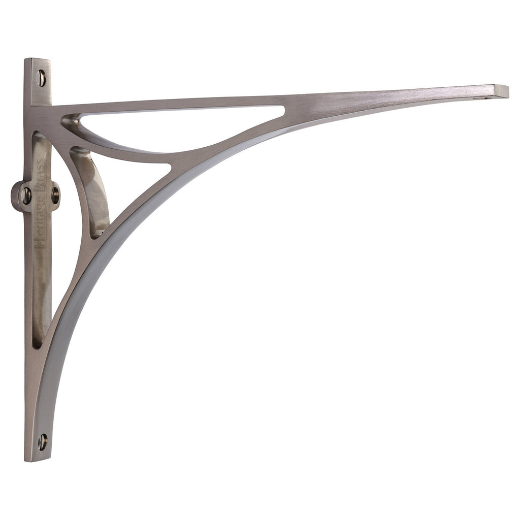 Satin Nickel Bridge Heavy Shelf Brackets 10x8in