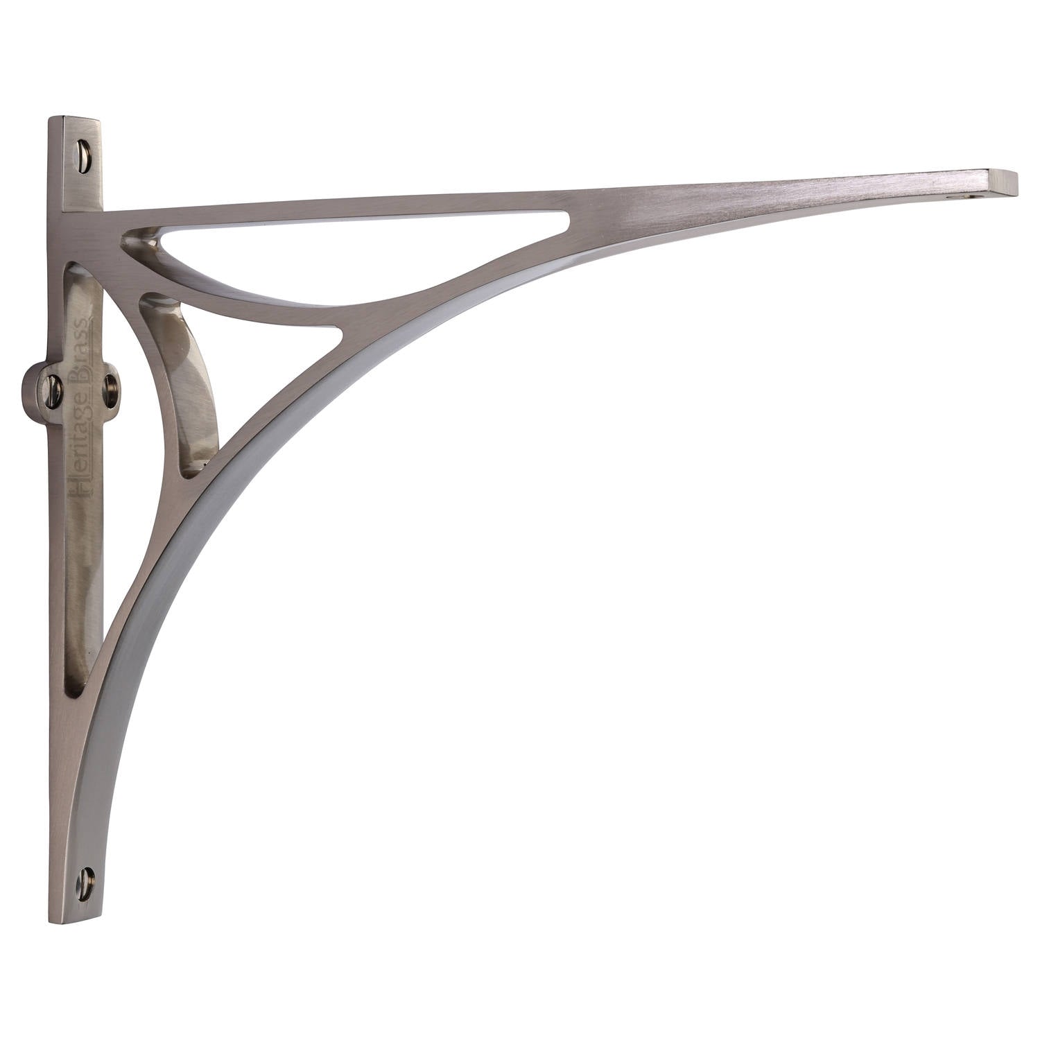 Satin Nickel Bridge Heavy Shelf Brackets 10x8in