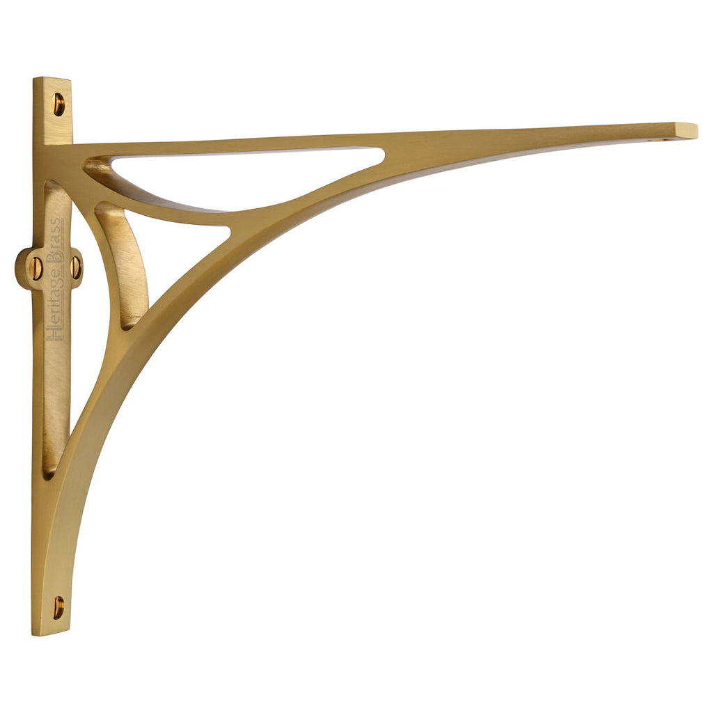 Satin Brass Bridge Heavy Shelf Brackets 10x8in