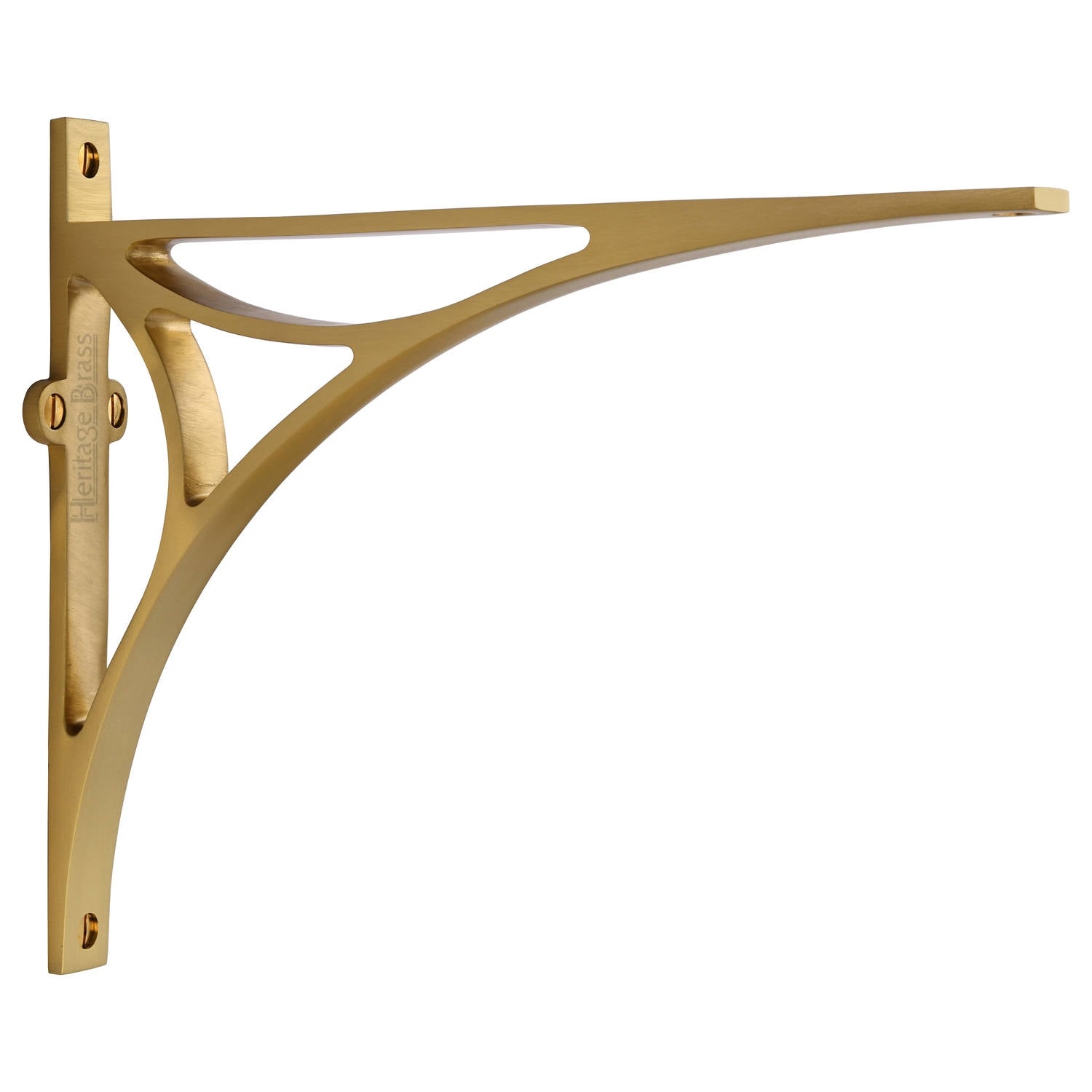 Satin Brass Bridge Heavy Shelf Brackets 10x8in