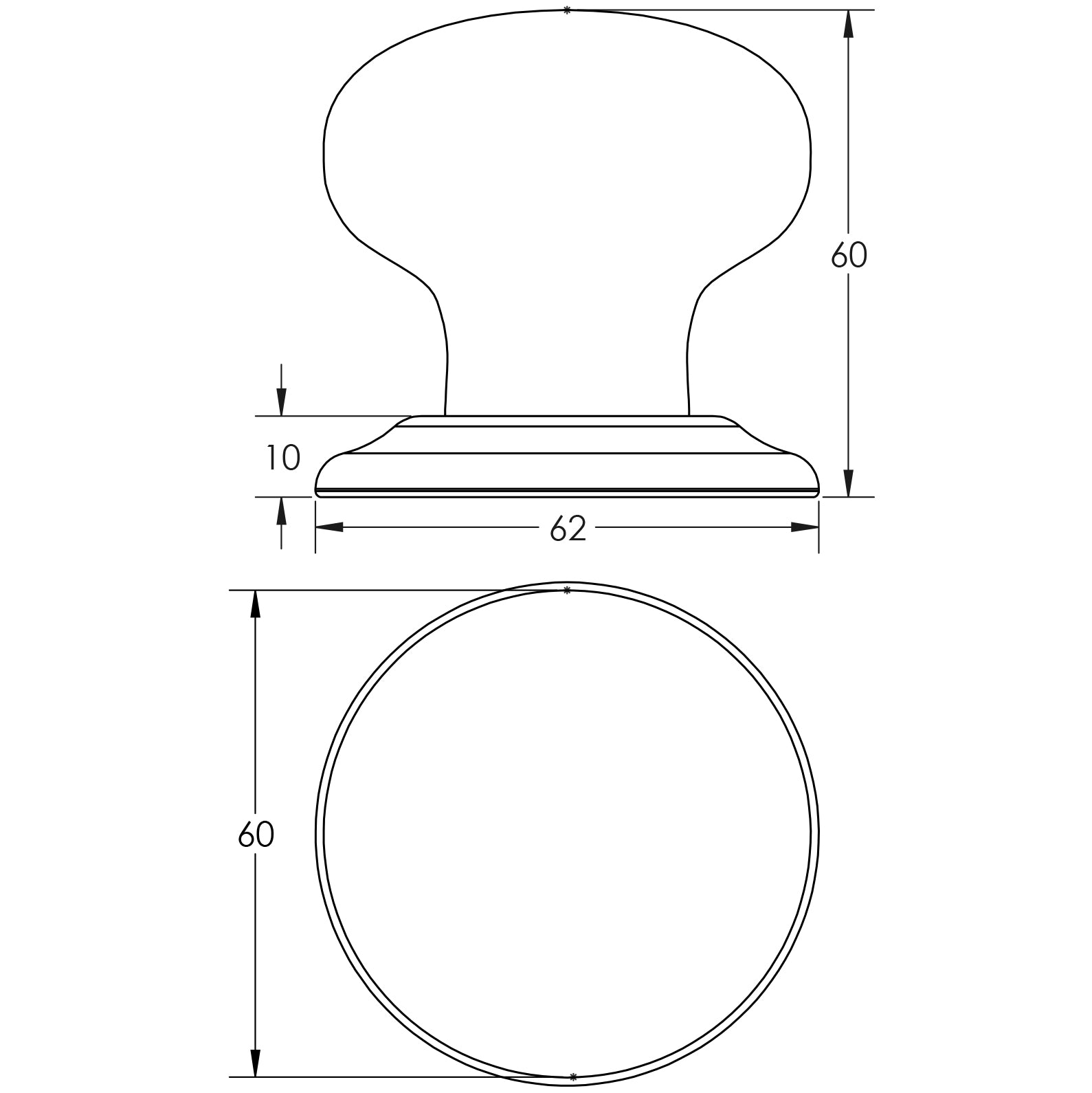 White Porcelain Mortice Door Knob Set 60mm