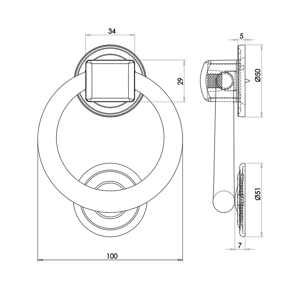 Chrome Ring Door Knocker 105mm