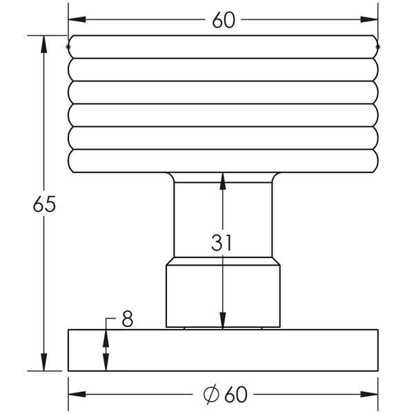 Matt Black Ribbon Mortice Door Knobs 60mm