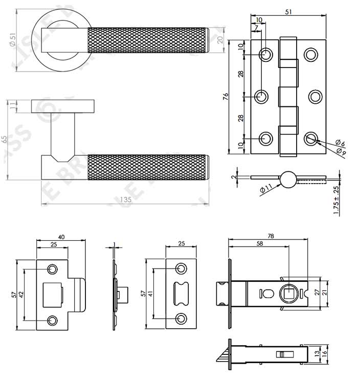 Lagos Matt Black Door Handle Pack