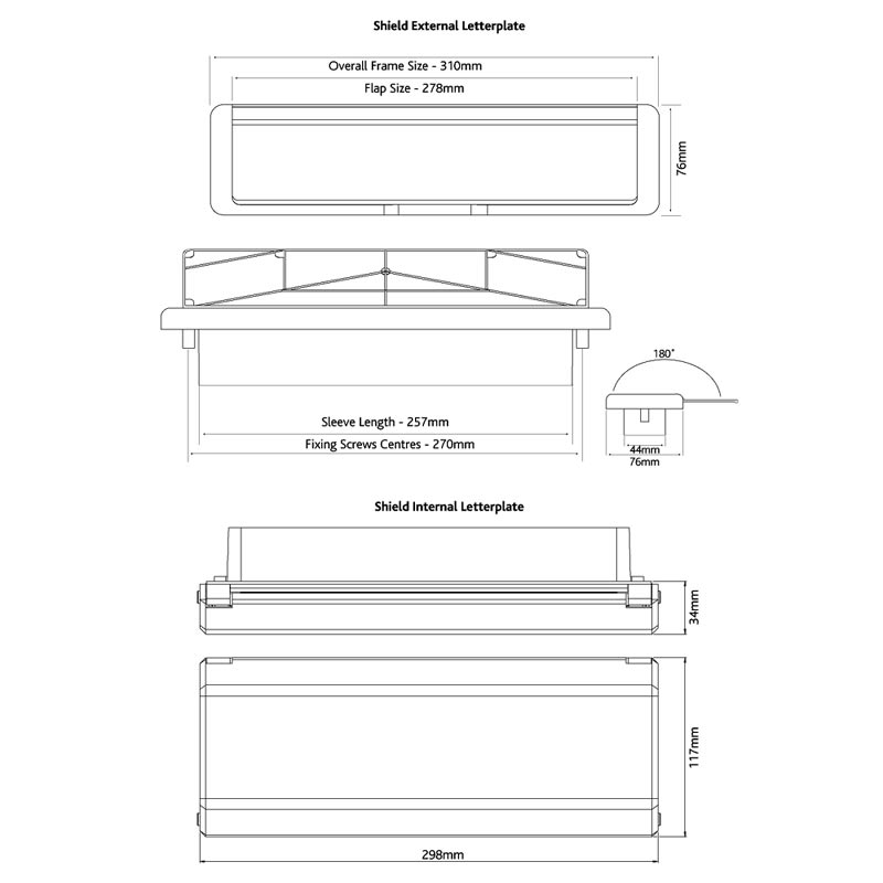 Nu Mail Internal Shield Letter Plate Hardex Graphite